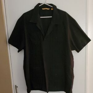 Classic Black Men's Casual Button Down Shirt With Embellishment